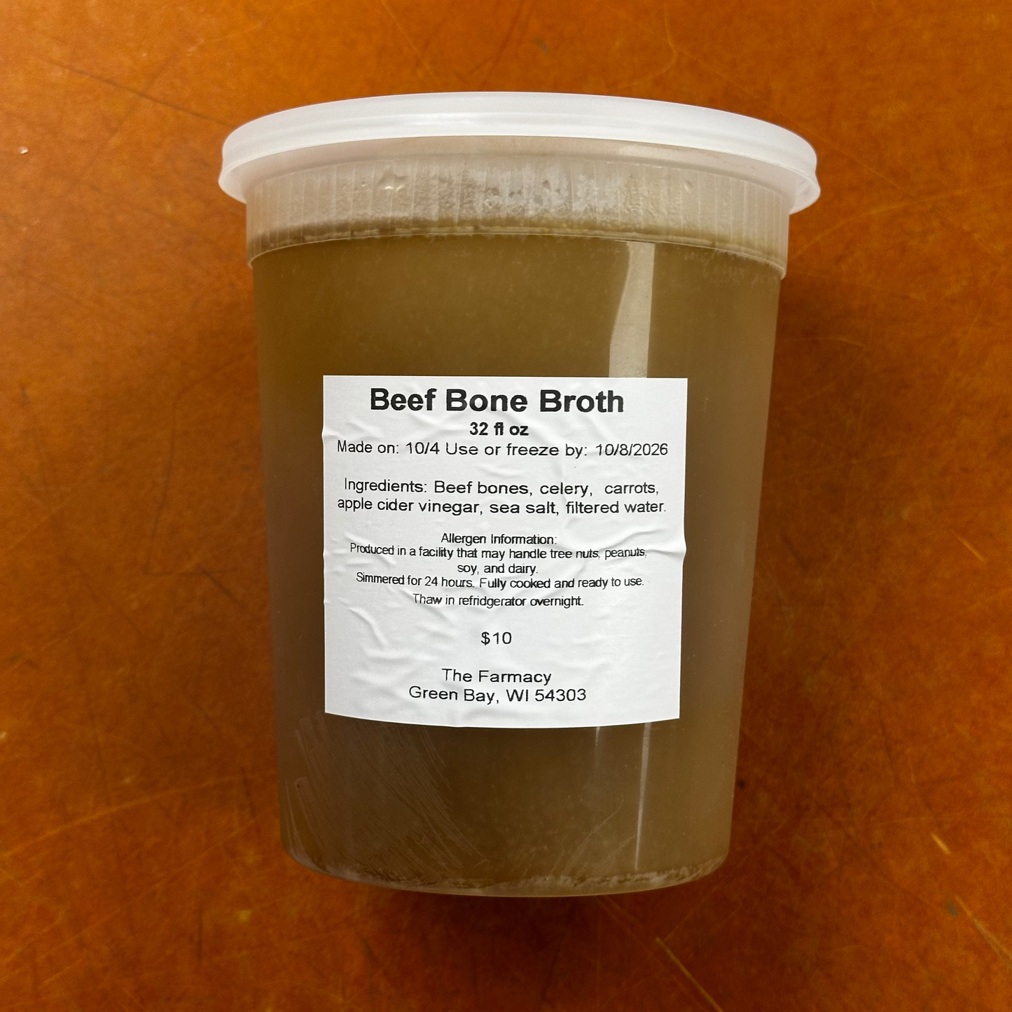 Grass-fed Beef Bone Broth (Frozen)